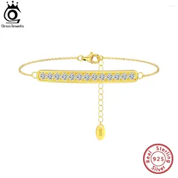 Bracelets de cheville Orsa Jewels 14K Or 925 Sterling Silver Tennis pour femmes Mode d'été Zircon Pied Chaîne Bracelet Bijoux SA59