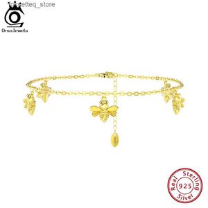 Bracelets de cheville orsa bijoux 14k or 925 Chaîne d'abeille en argent sterling pour femmes la cheville de la mode de la mode STRS SA61 L46