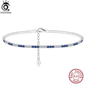 Tobilleras ORSA JEWELS Tobilleras de plata de ley 925 para mujer Pulsera de tenis azul claro en la pierna Exquisita joyería de cadena de pie SA19 231027