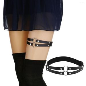 Bracelets de cheville en cuir PU jambe chaîne fille Sexy Punk amour jarretière chaussette harnais réglable Bondage Cosplay Goth anneau de pied