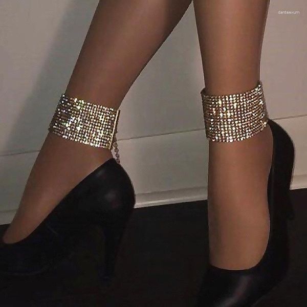 Bracelets de cheville Punk exagéré sexy discothèque fête femmes mode ornement de pied fin serti de diamants multicouche chaîne nue fille cheville