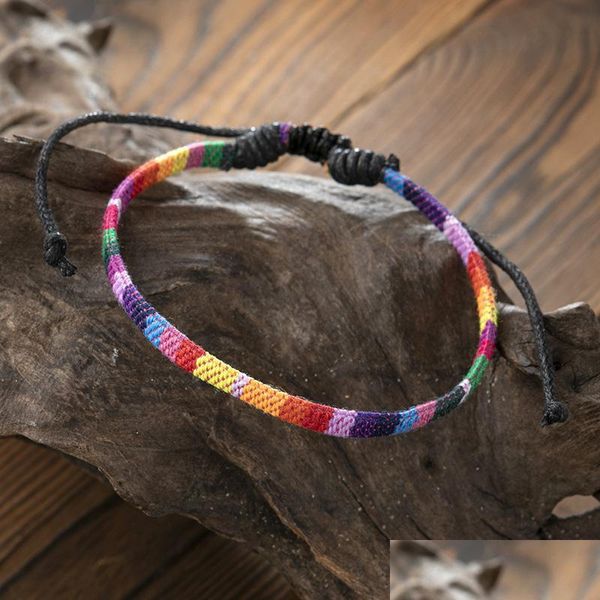 Bracelets de cheville Rainbow Anklet Handmade Love Is Weave Rope Anklets Simple Mode Hommes Bijoux Originalité 3 84HF Q2 Drop Delivery 2021 Dhselle Dhtoz
