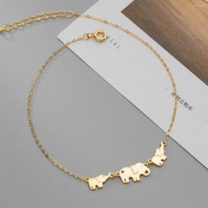 Tobilleras Plata de Ley 925 auténtica brillante tobillera con elefante grande y pequeño mamá bebés elefantes pulseras de tobillo cadenas para pies para mujeres