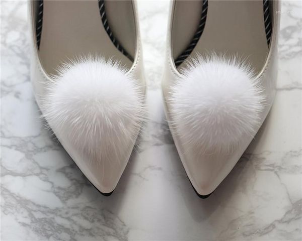 Tobilleras Real Pom Zapato Clips Nupcial Blanco Zapato Accesorios Adornos Decoraciones Encantos Hebilla 10 Juegos E106