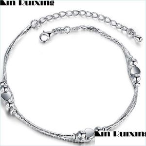 Anklets Retail 3pcs 925 Sterling Sier Anklet Unieke mooie sexy eenvoudige kralenketen enkelvoet sieraden 2282 Q2 drop levering 2021 DHSELLE DHOR9