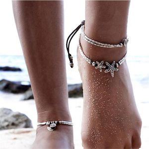 Enkelbanden Retro Bohemen Ronde Rune Zeester Anklet Beach Boho Ankle Bracelet Charm Sexy Barefoot Sandals Voet Sieraden Cadeau voor vrouwen meisjes