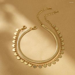 Bracelets de cheville rétro mode Double couche amour cheville pour femmes Simple dames multicouche cheville accessoires bijoux vente directe d'usine