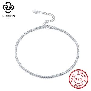 Bracelets de cheville Rinntin 925 en argent Sterling coussin coupe extension chaîne de Tennis cheville AAAA Zircon pour les filles en Daliy Shopping mariage TSA03 231115