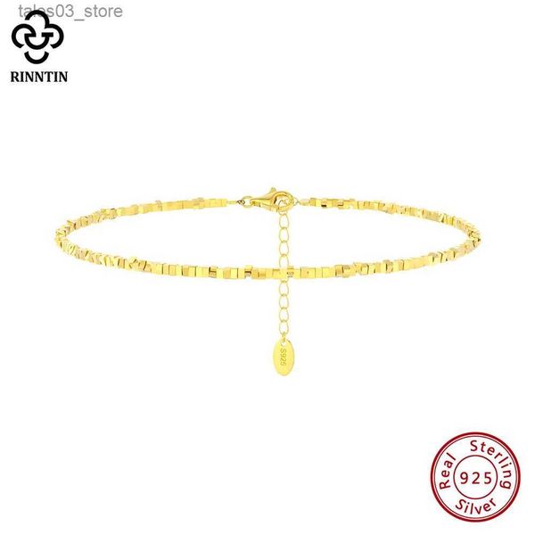 Tobilleras Rinntin Plata de ley 925 Tobilleras de cadena de pepita únicas para mujer Pulsera de pie chapada en oro de 14 quilates Correas de tobillo Joyería SA57 Q231113