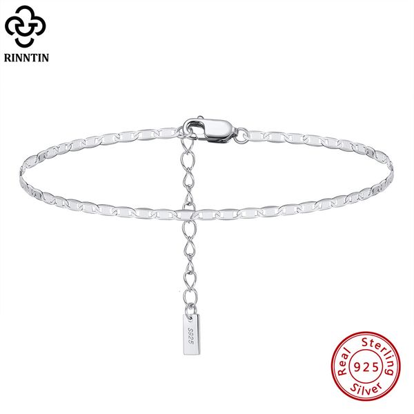 Bracelets de cheville Rinntin italien étincelle miroir lien chaîne cheville femmes 925 argent été pied chaîne Bracelet mode cheville sangles bijoux SA29 230821