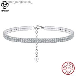 Rinntin brillant 925 argent Sterling cheville pour femmes 2 rangées clair cubique zircone Tennis cheville Bracelet pied chaîne bijoux SA20L231004