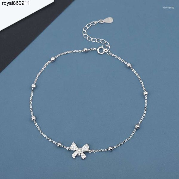 Bracelets de cheville cadeau romantique pour femmes, en argent Sterling véritable, Zircon scintillant, décoratif, Bracelet de cheville Simple de styliste