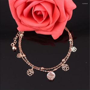 Enkelbanden roze bloemen enkelvogel armbanden hele verkoop 1 stcs dames armband op een been dames voeten sieraden roya2222