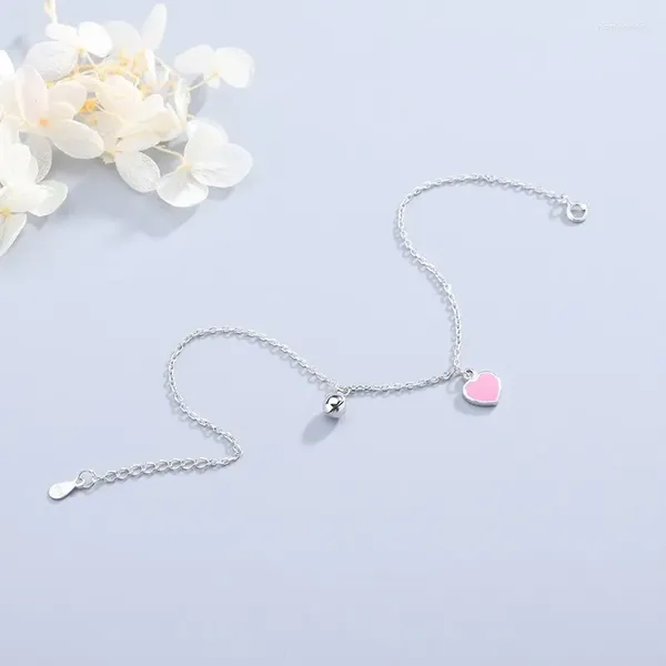 Bracelets de cheville S925 Sterling Silver Rose Love Drops Colle Bell Bracelet Niche Ludique Mode Tendance Style Simple Design Original 2024 Ventes