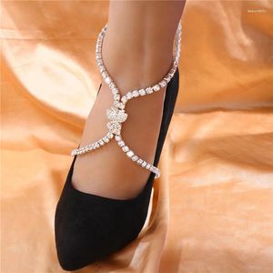 Bracelets de cheville Sexy plein cristal talon haut cheville élégant Simple pour les femmes cheville jambe chaîne pied support bijoux sandales accessoires