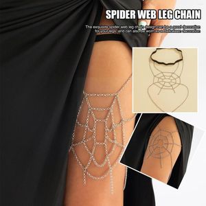 Tobilleras Sexy geométrica Metal muslo cadena telaraña multicapa pierna para mujer chica pulsera elástica fiesta cuerpo joyería C7O1