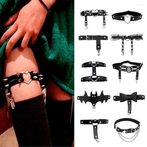 Bracelets de cheville Sexy cuir amour porte-jarretelles jambe élastique fille femmes harnais Goth accessoires noir gothique Rivet Punk cheville cuisse