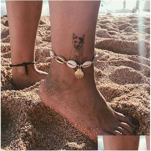 Enkelbanden Shell Anklet Chain Metal Gold Ankle Bracelet Beach Foot Chains Sieraden voor vrouwen Will And Sandy Gift 320264 Drop Delivery Dh4Hk