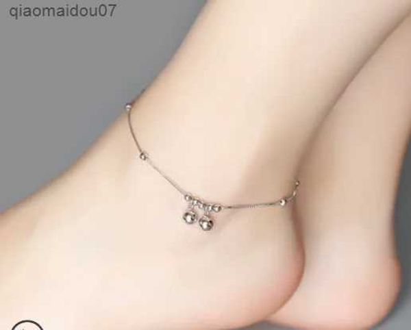 Bracelets de cheville en argent Sterling pour femme, bande en argent Sterling, cloche, voix féminine, bijoux de cheville, L2403