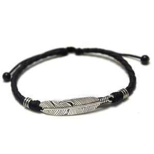 Enkelbanden Eenvoudige verstelbare handgemaakt blad geweven touw Lucky Foot Bracelet voor vrouwen mannen sieraden 247m