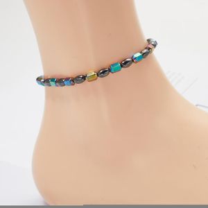 Tobilleras Tobillera elástica magnética con cuentas simples para hombres y mujeres Pulsera de estrella de cinco puntas ovalada negra Producto adelgazante Cuidado de la salud al por mayor