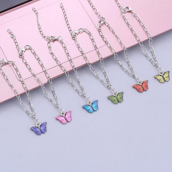 Tobilleras, colgante de mariposa colorido creativo Simple para mujer, accesorios de moda con personalidad fresca y dulce, diseño de nicho, regalos únicos