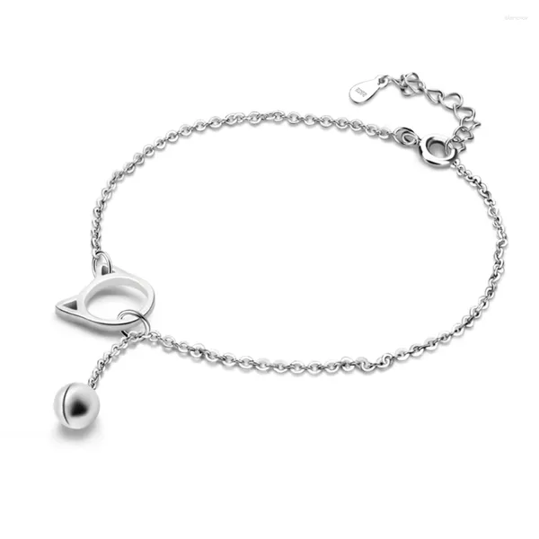 Bracelets de cheville Simple mignon chaton petite cloche 925 en argent Sterling bracelet de cheville pour femmes enfants filles cheville chaîne plage fête cadeaux à la mode femme