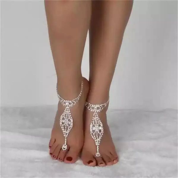 Bracelets de cheville Simple à la mode bohème pied accessoires femmes pieds nus sandales strass cheville chaîne orteil chaîne bijoux accessoires 231211