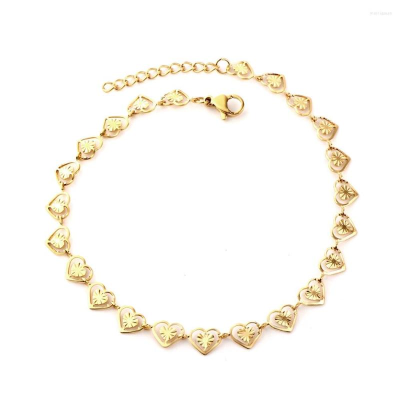 Ankiets Mini łańcuch serca ze stali nierdzewnej mini łańcuch serca dla kobiet dziewczęta złoto kolor śliczne bransoletki kostki na nogach modne biżuterię akcesorium biżuterii
