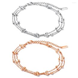 Ankjes StarBeauty Birthday Gift Little Beads Anklet Bracelet Triple Chain For Women Barefoot Sandalen enkel been sieraden