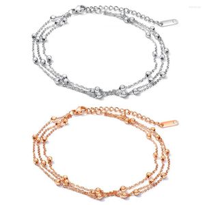 Tobilleras Starbeauty regalo de cumpleaños pequeñas cuentas tobillera pulsera Triple cadena para mujeres sandalias descalzas tobillo pierna joyería