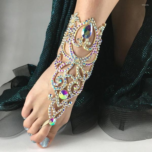 Chevillets Stonefans Hollow Crystal Belly Dance Anklet Performance Accessoires Fashion Lady Barefoot Sandals Bracelet Design Bijoux