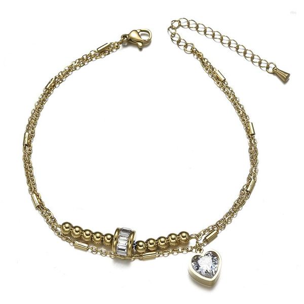 Superbe bracelet de cheville en forme de cœur en diamant – Bijoux vintage à la mode et élégants