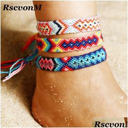 Enkelbanden Zomer Bohemen Colorf Beach Charm Rope String Voor Vrouwen Enkelband Vrouw Sandalen Op De Beenketting Drop Levering Sieraden Dhe3L