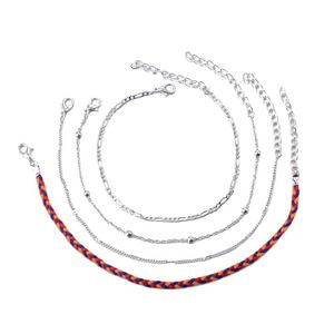 Anklets zomerontwerp 4 pc's/set etnische stijl elementen retro kleur touw geweven patroon keten anklet sieraden cadeau