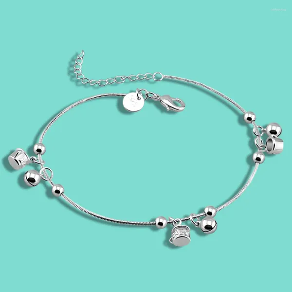 Tobilleras Cadena de pie de verano 925 Tobillera de campana de serpiente de plata esterlina para mujer Pulsera Sandalias Cool Sexy Tobillo Correas Joyería