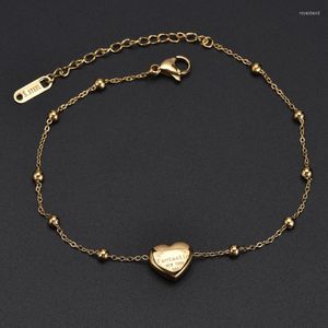 Anklets zomer goud titanium staal anklet vrouwelijk eenvoudige kraal hart sexy voet naakt sieraden hoge kwaliteit ronde 520 voor vrouwen houden van cadeau