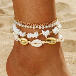 Anklets Summer Sea Shell Anklet Ankel Bracelet Dames Charm SCallop Searop Seakled Anklet Bracelet been damesketen D240517