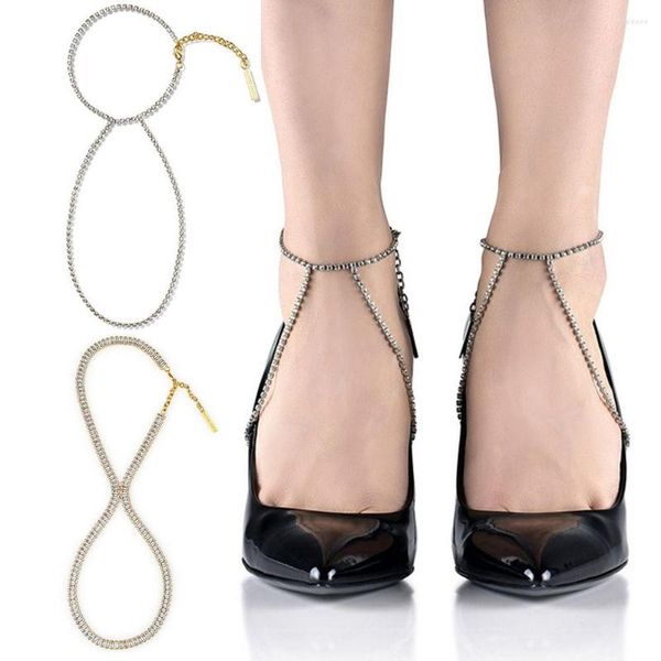 Bracelets de cheville bijoux en Zircon d'été Bracelet de cheville accessoires de chaussures à talons hauts chaîne de pied décoration de soirée