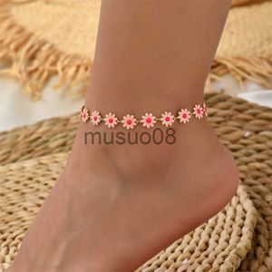 Tobilleras Tobilleras de flores de margarita dulce para mujer Beh Starfish Seashell Beads Tobillera Pierna Brelet Bohemian Foot Chain Sandalias Joyería Regalos J230815