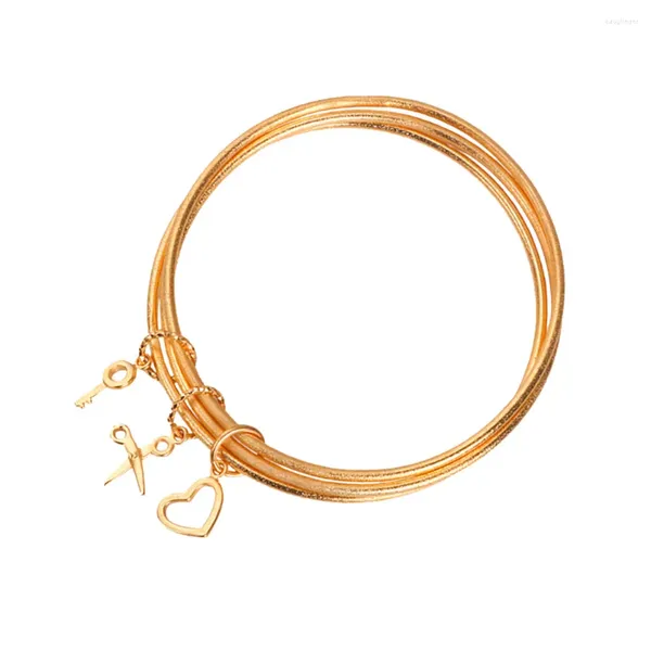 Tobilleras Pulsera Delgada Multi Anillo Moda Mujer Pulseras Para Mujer Brazaletes Chapado En Oro Perlado Esmerilado