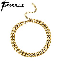 Tobilleras TOPGRILLZ 6 mm / 8 mm Cadena cubana de acero inoxidable Hip Hop Pulsera de tobillo de moda para mujeres Accesorios Regalo 231211