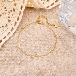 Enklets Tren Heart Charm Chains Anklet for Women Girls Goud kleur Roestvrij staal Solid enkel Casual Holiday Beach Accessoire Juwelier231219