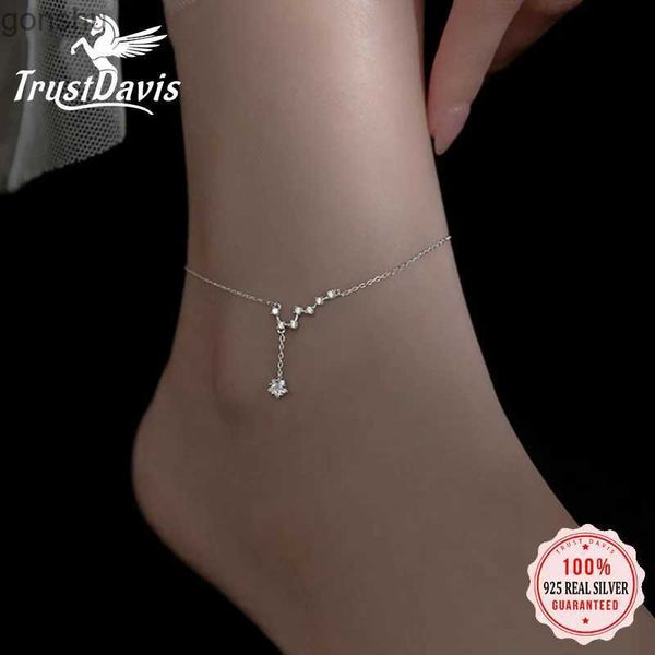 Anklets Trustdavis Real 925 Sterling Silver Fashion Sweet Big Dipper Seven Star CZ Ankle Womens Wedding Party Birthday Gift Bijoux Da2336 WX