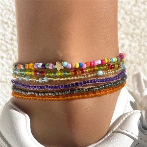 Tobilleras VAGZEB, tobillera con cadena de cuentas multicolores para mujeres, parejas, joyería de verano, accesorios elegantes para vacaciones en la playa, regalos