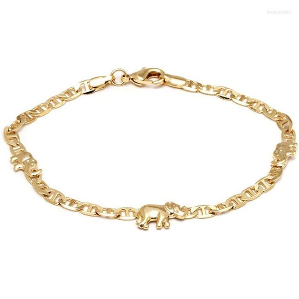 Anucletas Color de oro vintage para mujeres Posting Elephant Charms Beach Beach Summer Foot Bracelet al por mayor joyería