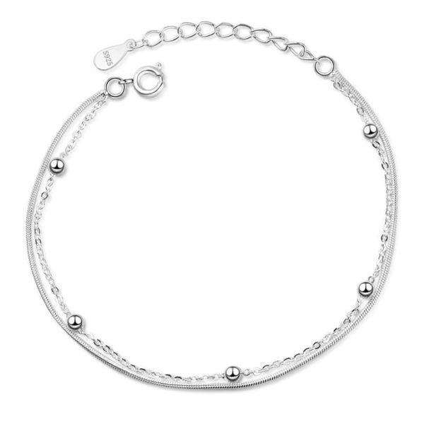 Chevilles vintage femmes perles rondes charme bracelet double couche bracelet bijoux dons 2344