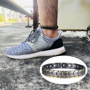 Enkelbanden Vinterly gezondheid Energy Magnetic Anklet Chain Link Stijlvol Zwart en gouden kleur Punk roestvrijstalen kracht Ankjes voor mannen Women 230820