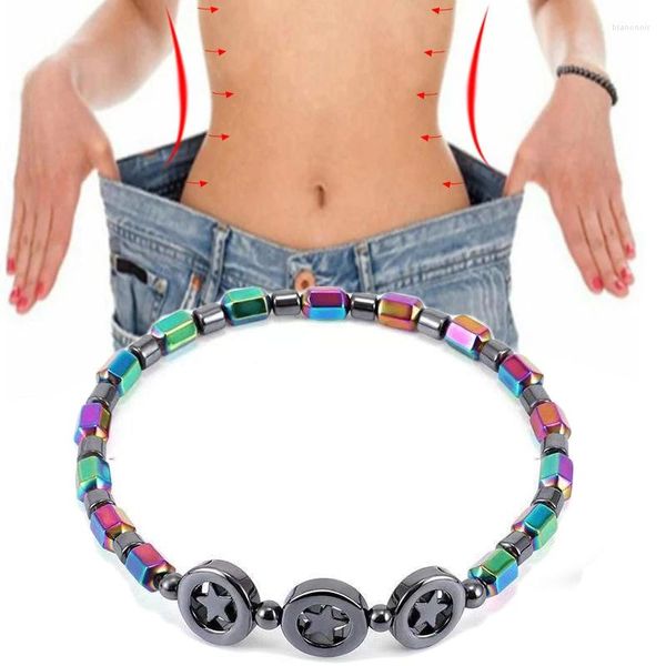 Bracelets de cheville perte de poids Bracelet rond magnétique coloré pierre thérapie minceur main chaîne hématite extensible aimant bijoux santé