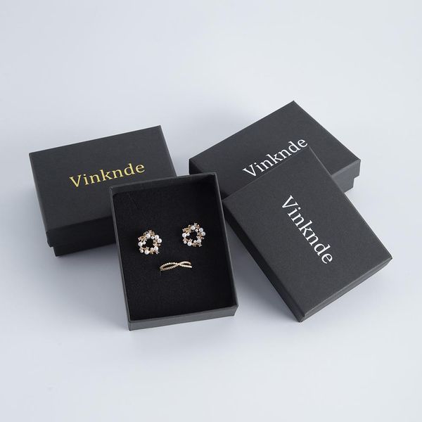 Bracelets de cheville en gros 50pcs personnalisé imprimé papier kraft noir boîte à bijoux emballage cadeau organisateur boîte boucle d'oreille collier bracelet étui
